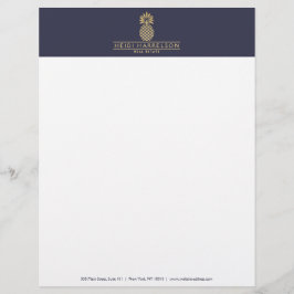 Elegantes goldenes Ananas-Logo auf Dusky Blue Briefkopf