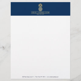 Elegantes goldenes Ananas-Logo auf Navy Blue Briefbogen