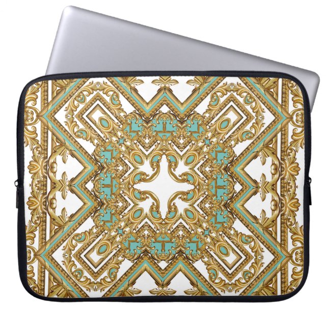 Elegantes goldenes Barock, Zierdesign. Laptopschutzhülle (Vorderseite)
