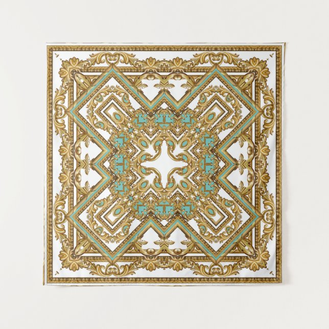 Elegantes goldenes Barock, Zierdesign. Wandteppich (Vorderseite)