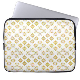 Elegantes goldenes Blume-Muster weiß Laptopschutzhülle
