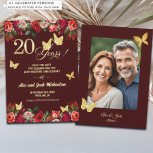 Elegantes goldenes Blumen-Hochzeitsjubiläumsfoto z Save The Date
