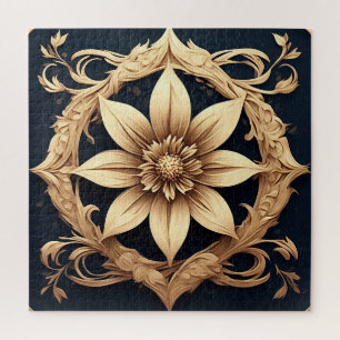 Elegantes goldenes Blumendesign Puzzle