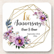 Elegantes goldenes Blumendesign zum 1. Hochzeitsta