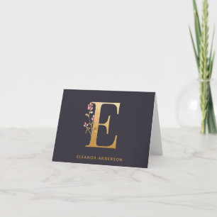 Elegantes goldenes Blumenmonogramm E Chic personal