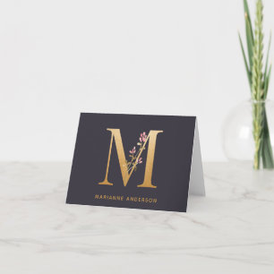 Elegantes goldenes Blumenmonogramm M, chic und per
