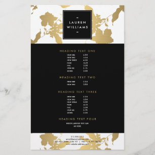 Elegantes goldenes Blumenmuster auf Weiß II Flyer