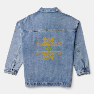 Elegantes goldenes Blumenornament im Barockstil Jeansjacke