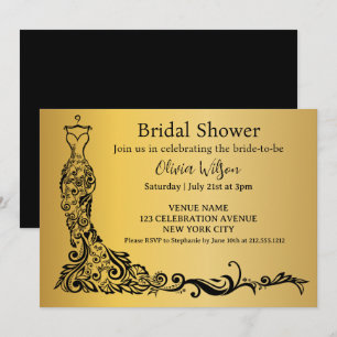 Elegantes goldenes Boho-Blumengewand Brautparty Einladung