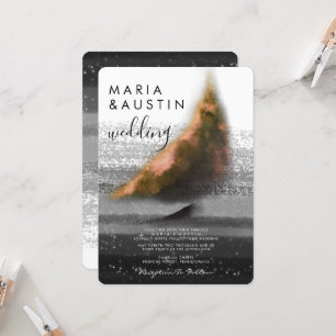 Elegantes Goldenes Boot Schwarz-weiße Wasserfarben Einladung