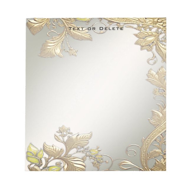 Elegantes goldenes Dekoratives, florales Notepad Notizblock (Vorderseite)
