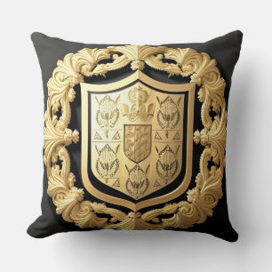 Elegantes goldenes Emblem mit ornamentaler Schilde Kissen
