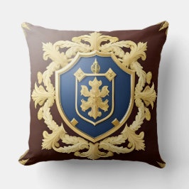Elegantes goldenes Emblem mit Verziertem Schild Kissen