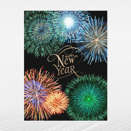 Elegantes goldenes Feuerwerk Grafisches Neues Jahr Feiertagspostkarte