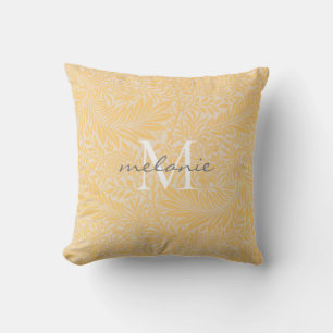 Elegantes goldenes florales botanisches Skript-Mon Kissen