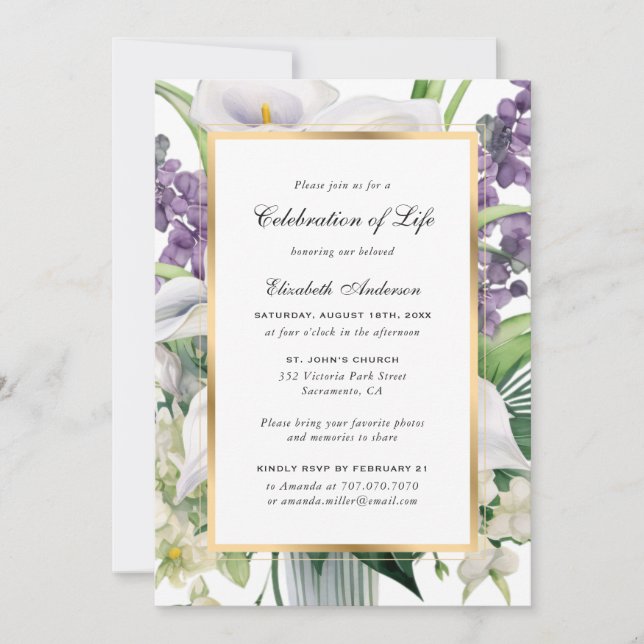 Elegantes Goldenes Foto Einladung (Vorderseite)