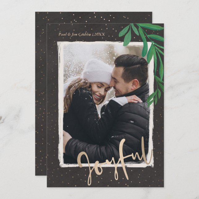 Elegantes goldenes fröhliches Weihnachtsfest-Foto Feiertagskarte (Vorne/Hinten)