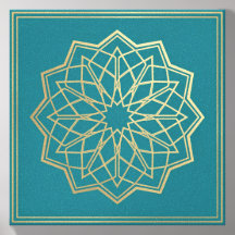 Elegantes goldenes geometrisches Mandala auf Türki