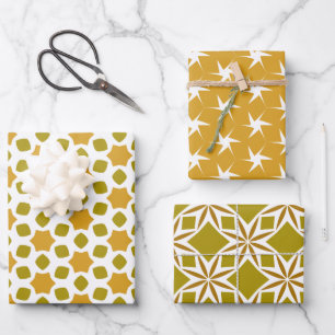 Elegantes goldenes geometrisches Muster Geschenkpapier Set