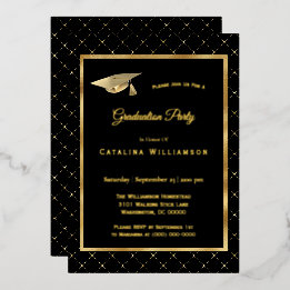 Elegantes goldenes geometrisches Muster zur Gradui Folieneinladung