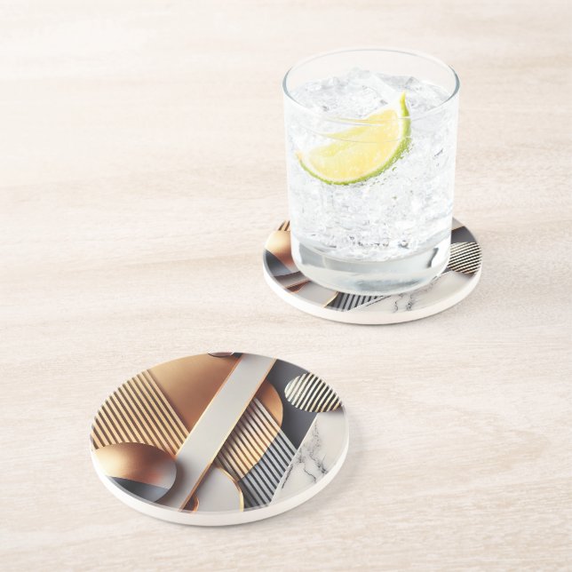 Elegantes Goldenes geometrisches Untersetzer Set (Seite)
