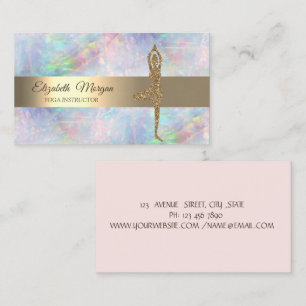 Elegantes goldenes Glitter-Yoga-Mädchen Opal Visitenkarte