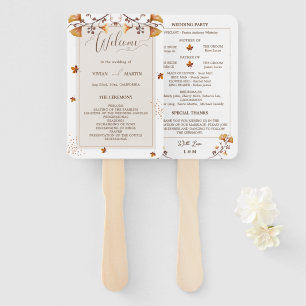 Elegantes Goldenes Herbstleaf-Hochzeitsprogramm Fächer