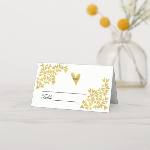 Elegantes Goldenes Herz-Muster Hochzeitsplatzkar Platzkarte