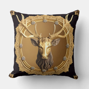 Elegantes goldenes Hirsch-Emblem mit aufwendigem R Kissen