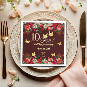 Elegantes goldenes Hochzeitsjubiläum zum 10. Serviette