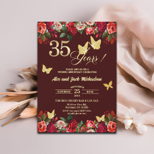 Elegantes goldenes Hochzeitsjubiläum zum 35. Einladung