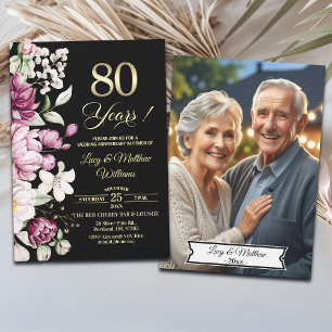 Elegantes goldenes Hochzeitsjubiläumsfoto im flora Einladung