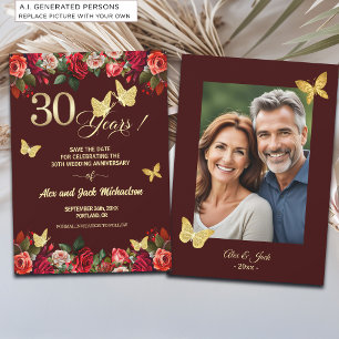 Elegantes goldenes Hochzeitsjubiläumsfoto mit Blum Save The Date