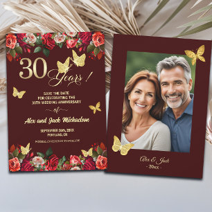 Elegantes goldenes Hochzeitsjubiläumsfoto mit Blum Save The Date