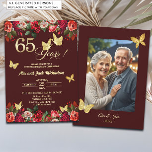 Elegantes goldenes Hochzeitsjubiläumsfoto zum 65. Einladung