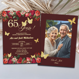 Elegantes goldenes Hochzeitsjubiläumsfoto zum 65. Einladung