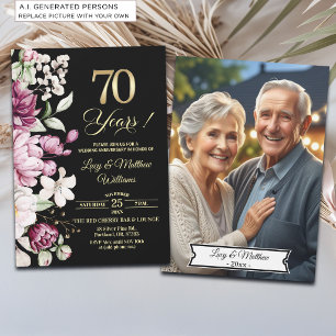 Elegantes goldenes Hochzeitsjubiläumsfoto zum 70. Einladung