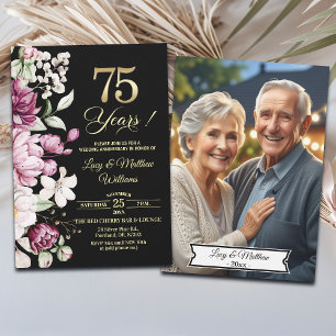 Elegantes goldenes Hochzeitsjubiläumsfoto zum 75. Einladung
