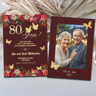 Elegantes goldenes Hochzeitsjubiläumsfoto zum 80. Save The Date