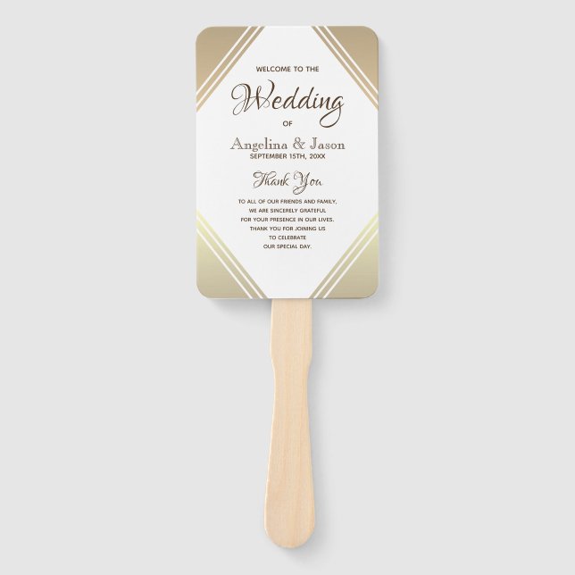 Elegantes goldenes Hochzeitsprogramm Fächer (Vorderseite)