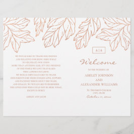 Elegantes goldenes Hochzeitsprogramm gefaltet. Bla