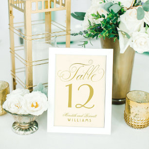 Elegantes goldenes Kalligrafie-Script Monogramm Tischnummer