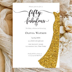 Elegantes goldenes Kleid 50 und fabelhaftes Geburt Einladung
