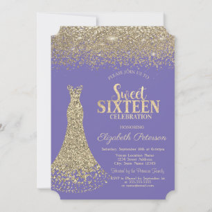 Elegantes goldenes Kleid Diamanten Lavendel Sweet Einladung