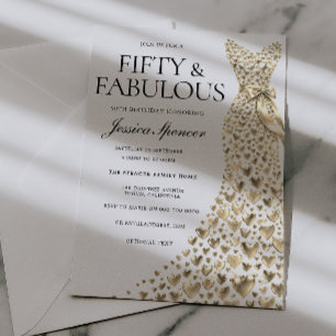Elegantes goldenes Kleid Fünfzig & Fantastisch 50. Einladung
