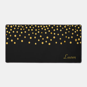 Elegantes goldenes Konfetti auf personalisiertem S Schreibtischunterlage
