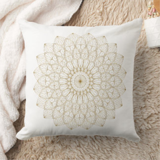 Elegantes goldenes Mandala – großes kreisförmiges  Kissen