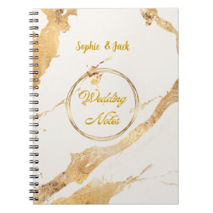 Elegantes goldenes Marmor-Hochzeitsnotizbuch  Notizblock
