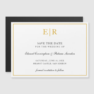 Elegantes goldenes Monogramm formelle Hochzeit Ter Magneteinladung