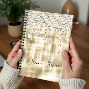 Elegantes goldenes Monogramm mit tropfendem Glitte Notizblock
